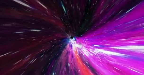 Space Tunnel Rymdresor Bland Färgglada Stjärnor Genom Rymden Flygning Blå — Stockvideo