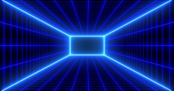 Grade Ficção Científica Abstrata Animação Dinâmica Retro Neon Wireframe Net — Vídeo de Stock
