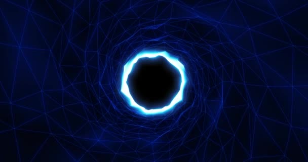 Technological Tunnel Plexus Points Lines Visualization Connection Abstract Background Seamless — Stock Video