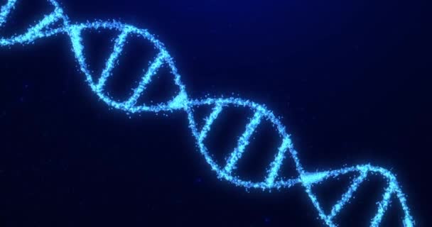 입자에서 나오는 추상화 Dna 분자입니다 디지털 Dna 유전자 생물학의 애니메이션 — 비디오