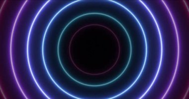 Animation of colored neon LED circles abstract futuristic hi-tech motion background,wave light effect, VJ tunnel. Seamless loop 