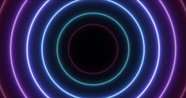 Animation Colored Neon Led Circles Abstract Futuristic Tech Motion Background — Stock Video