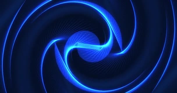 Futuristic Abstract Blue Glowing Swirling Waves Magical Energy Technological Spiral — стоковое видео