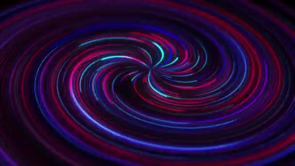 Spiral Moving Pink Blue Ultraviolet Glowing Neon Lines Futuristic Data — Vídeo de Stock