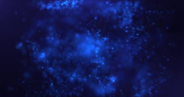 Fondo Abstracto Partículas Brillantes Mágicas Color Azul Partículas Brillan Mueven — Vídeos de Stock