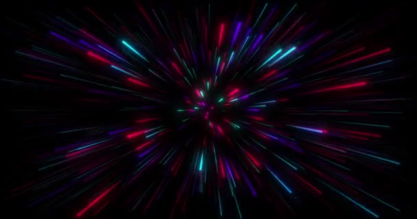 Hoge Snelheid Vlieglijnen Snelheid Van Digitale Lichten Neon Gloeiende Stralen — Stockvideo