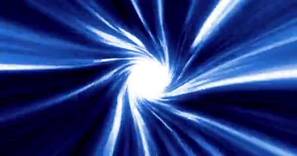 Abstrakter Tunnel Der Sich Hyperraum Bewegt Blauer Energiewirbel Der Geradeaus — Stockvideo