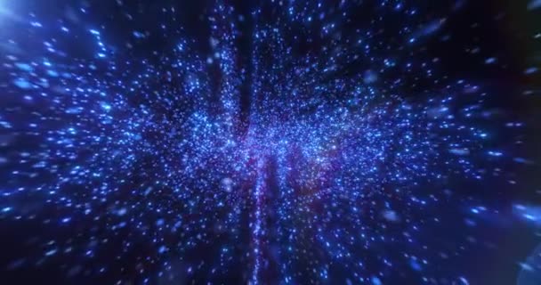 Fondo Abstracto Con Partículas Movimiento Brillantes Una Hermosa Nebulosa Partículas — Vídeos de Stock
