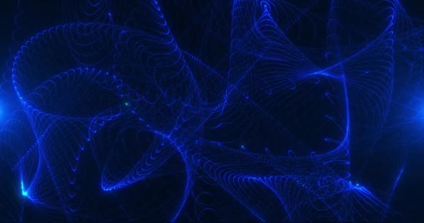 Abstract Futuristische Vorm Van Golven Met Animatie Van Bewegende Deeltjes — Stockvideo