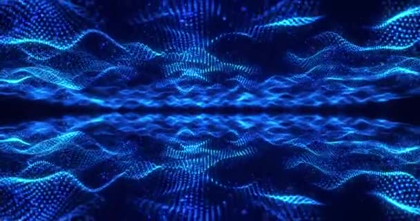 Onda Partículas Dinámica Digital Flujo Datos Fondo Tecnología Cibernética Textura — Vídeo de stock