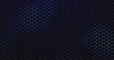 Mavi altıgenli fütüristik yüzey kavramı. Altıgen desenli soyut teknoloji arka plan siber uzayı. Kusursuz döngü.