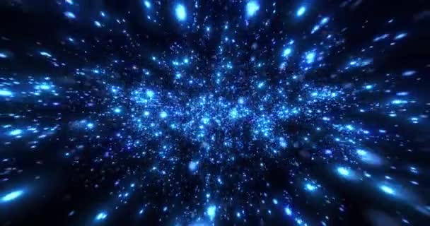 Abstracte Achtergrond Met Bewegende Glinsterende Deeltjes Met Energiegolfbewegingen Prachtige Nevel — Stockvideo