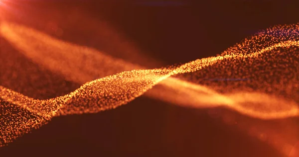 Τεχνολογία Ψηφιακό Πορτοκαλί Κύμα Φόντο Αφηρημένα Ψηφιακά Κύματα Από Σωματίδια — Φωτογραφία Αρχείου