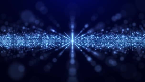 Rayures Laser Brillantes Partir Points Particules Avec Effet Brouiller Espace — Video