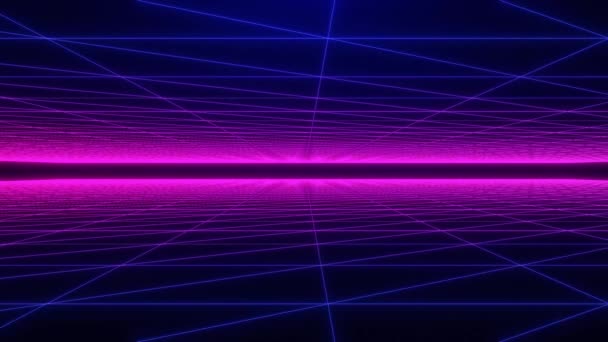 Absztrakt Sci Rács Ragyogó Neon Vonalak Cyberpunk Wireframe Netes Felvételek — Stock videók