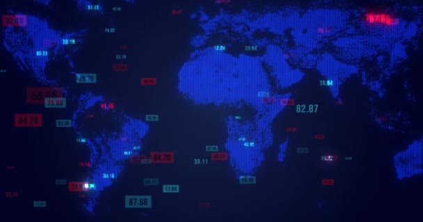 Цифровая Голограмма Карты Земли Глобальная Коммуникационная Концепция Цифровые Технологии Бизнес — стоковое видео