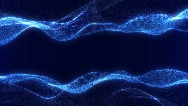 Абстрактные Цифровые Динамические Волны Световым Фоном Потоком Данных Кибертехнологиями Рендеринг — стоковое видео
