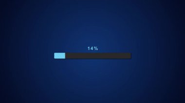Animasyon yükleniyor - 0-100%, çubuk yükleniyor. Neon ikonu yükleniyor. Dikdörtgensel ilerleme çubuğu. Klip 4K