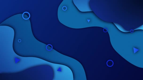 Abstract Blauwe Golf Achtergrond Met Animatie Van Beweging Van Geometrische — Stockvideo