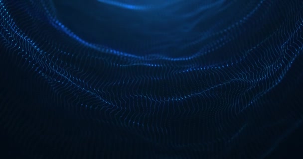 暗い背景のデジタル粒子波 未来的な波の背景 シームレスなループ — ストック動画