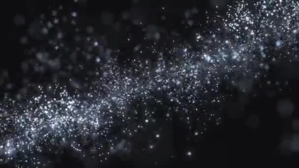 Αφηρημένα Κομψά Σωματίδια Σκούρο Φόντο Πετώντας Φωτεινά Σημεία Των Σωματιδίων — Αρχείο Βίντεο