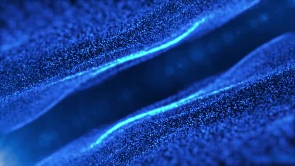 Blaue Abstrakte Digitale Wellen Wellenbewegungen Von Teilchen Und Punkten Konzept — Stockvideo