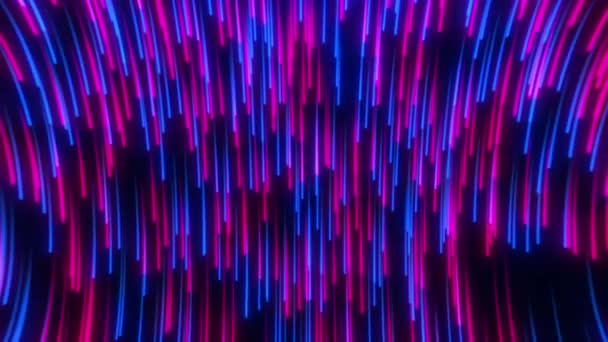 Luminoso Flusso Particelle Neon Nel Cyberpunk Flusso Linee Luminose Pioggia — Video Stock