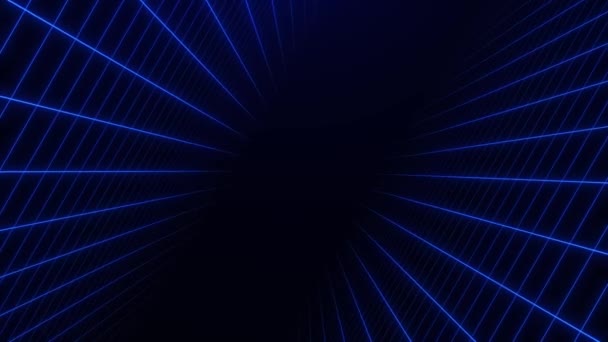 Abstract Sci Mesh Heldere Gloeiende Neon Lijnen Cyberpunk Wireframe Netwerk — Stockvideo