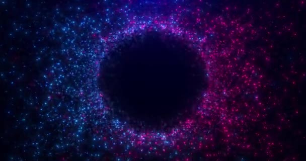 Абстрактна Кругла Сфера Блискучих Рожевих Синіх Частинок Магічного Сяйва Темному — стокове відео