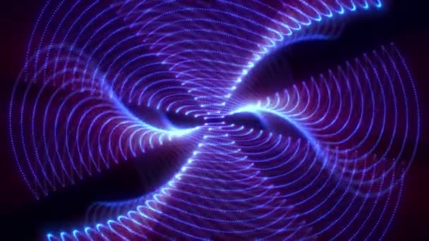 Rotation Futuriste Forme Spirale Émettant Des Rayons Lumineux Brillants Abstrait — Video