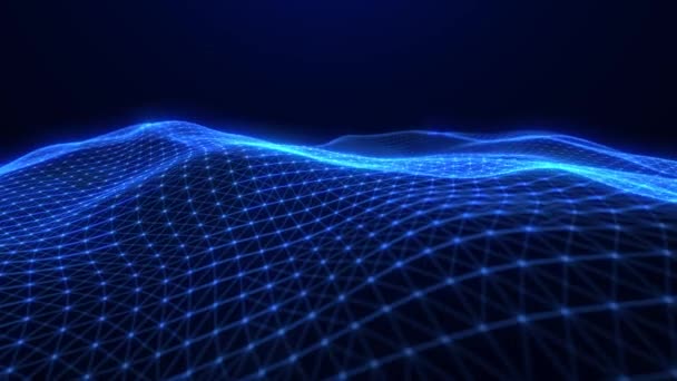Gelombang Pleksus Dinamis Digital Aliran Data Latar Belakang Teknologi Cyber — Stok Video