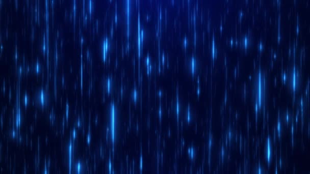 Неоновый Дождь Частиц Падающая Линия Фона Движение Потока Светящихся Ярких — стоковое видео