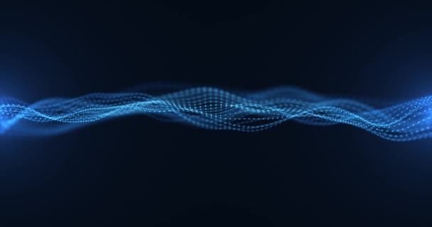 Onda Digital Azul Partículas Puntos Fondo Cibernético Futurista Cibernética Partículas — Vídeo de stock