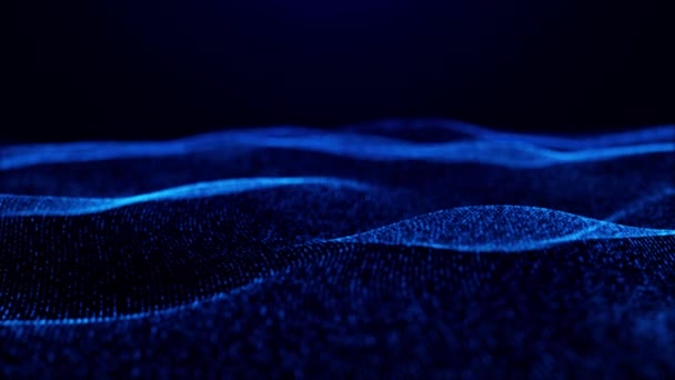 Partikel Gelombang Dinamis Digital Abstrak Dengan Latar Belakang Cahaya Aliran — Stok Video
