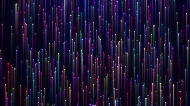 Yukarı Doğru Hareket Eden Çok Renkli Parçacıkların Akışı Parçacıkların Yağmuru — Stok video