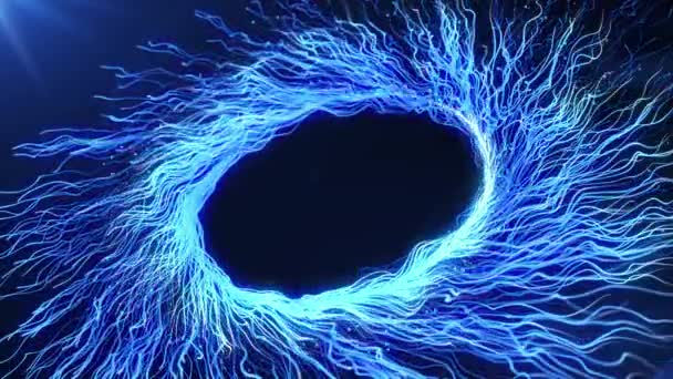 Abstrakte Glühende Teilchen Fliegen Spiralförmig Einem Energiewirbel Magische Teilchen Funkeln — Stockvideo
