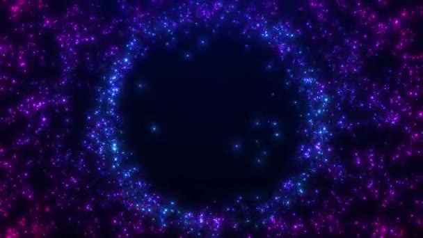 Abstract Deeltjesachtergrond Rond Frame Van Lichtgevende Deeltjes Heldere Glitterdeeltjes Naadloze — Stockvideo