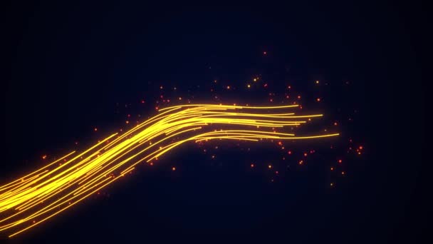 Animação Listras Luz Curvas Partículas Linhas Laranja Brilhantes — Vídeo de Stock