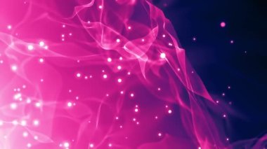 Soyut duman parçacıkları düzgün bir şekilde şekil değiştirir. Sihirli parlayan toz parçacıkları yukarı doğru uçar. Neon lambalı renkli duman efektinin yavaş hareketi.