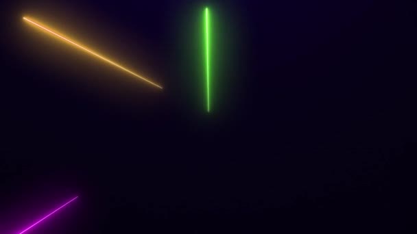 Belang Cahaya Abstrak Terbang Dari Pusat Lampu Neon Terang Atau — Stok Video