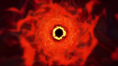 Soyut ateş enerjisi tüneli. Dönen bir ateş kasırgasının içinden uçuyor. Dönen bir yangın girdabı tüneli 