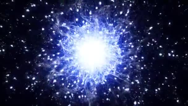 Μαγική Ομαλή Κίνηση Των Φωτεινών Σωματιδίων Ίχνος Μπλε Σωματιδίων Ενέργειας — Αρχείο Βίντεο