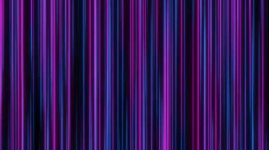 Aydınlık dikey çizgileri, parlak neon ışınları ve parıldayan çizgileri olan soyut renkli bir arka plan. Yüksek hız çizgileri. döngü 3 boyutlu canlandırma