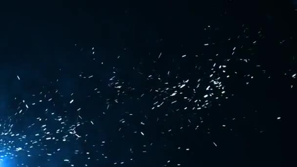 Πετώντας Αφηρημένα Μπλε Σωματίδια Φόντο Φως Μαγική Σκόνη Και Λαμπερές — Αρχείο Βίντεο
