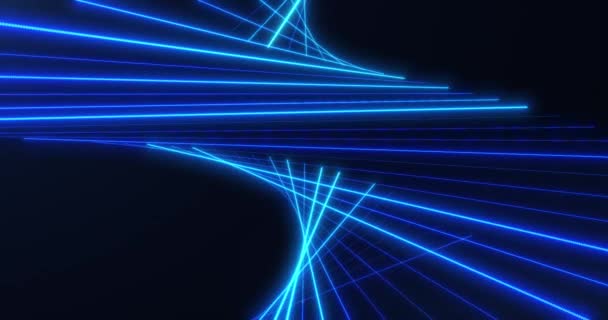 Strisce Luminose Astratte Linee Puntini Particelle Brillante Avveniristica Tech Vorticosa — Video Stock