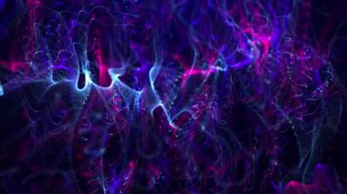 Soyut dijital dinamik parçacık dalgaları hafif hareket ışıkları arka plan, veri akışı, siber teknoloji. 3 boyutlu görüntüleme. Kusursuz döngü 4K videosu. Ekran Koruyucu video canlandırması