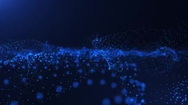 Soyut dijital dinamik parçacık dalgaları hafif hareket ışıkları arka plan, veri akışı, siber teknoloji. 3 boyutlu görüntüleme. Kusursuz döngü 4K videosu. Ekran Koruyucu video canlandırması
