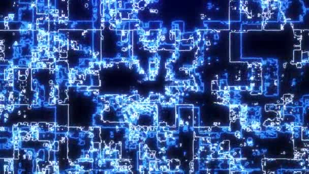 Digitaal Oppervlak Met Transformerende Blokken Hologrammen Futuristische Cyberspace Achtergrond Weergave — Stockvideo