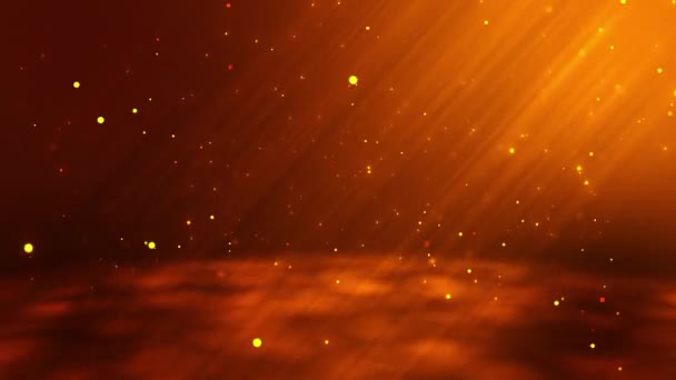 Абстрактные Оранжевые Частицы Фона Прекрасные Летящие Светящиеся Частицы Дождь Точек — стоковое видео