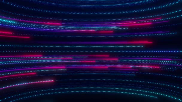 Animatie Van Gloeiende Lijnen Lichtstrepen Hoge Snelheid Neon Deeltjesstroom Grote — Stockvideo